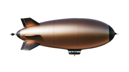 Metallic bronze blimp with black nose cone and fins, isolated on transparent background © Bogdan