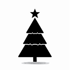 Fototapeta premium A minimalist illustration of a Christmas tree with a star on top stands alone.
