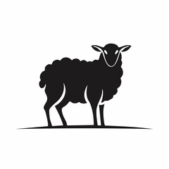 Obraz premium A black silhouette illustration of a sheep standing on a flat surface
