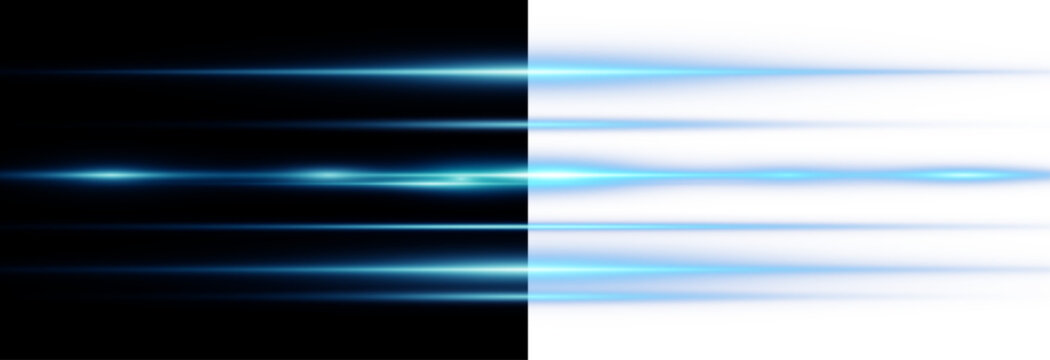 Abstract lights lines. Vector laser beams. Glowing streaks on black and png background. Luminous neon lines isolated on trasparent backgound. 