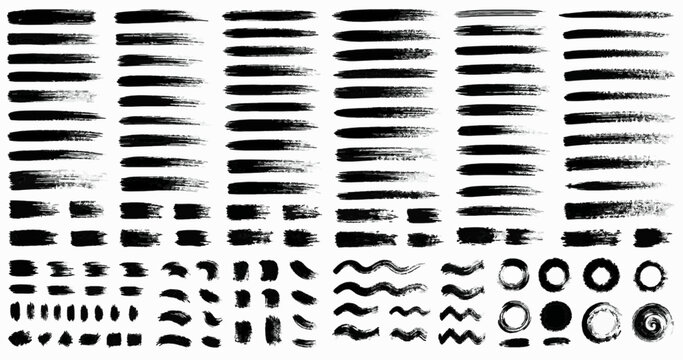 Dry Brush Stroke Pack. Brush Stroke SVG Vector Set with Black Ink Marks, Grunge Swipes, Smears, Stamps and Designer Texture Elements, dry brush strokes, grunge brush marks, black paint streaks