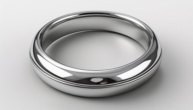 silver chrome metal ring on white background 3d render