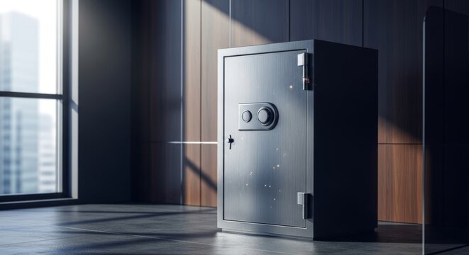 Secure Safe Deposit Box in Modern Bank Office