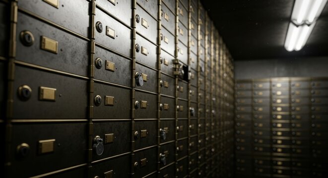 Bank Vault Safe Deposit Boxes - Security and Storage Background