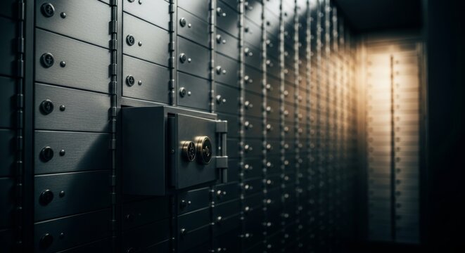 Safe Deposit Boxes in Bank Vault - Financial Security