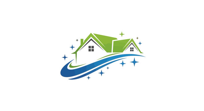 House cleaning service logo design concept.