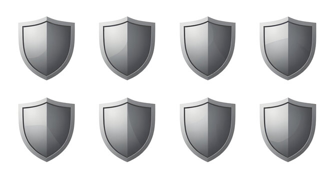 metallic, silver, shield, icon, security, protection, defense, armor, emblem, badge, vector, symbol, safety, guard, chrome, medieval, illustration