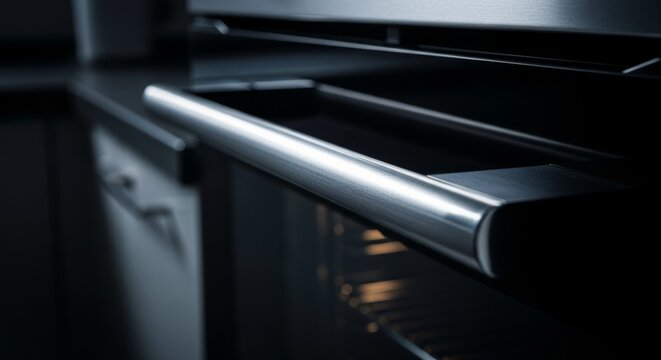 Modern Oven Handle Close-Up Dramatic Lighting