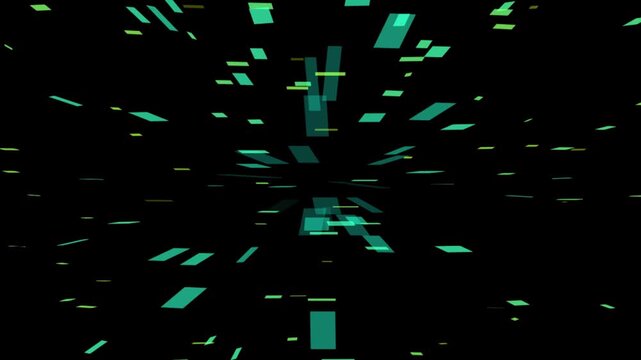 Neon green digital binary code falling on black background, futuristic data stream animation digital data