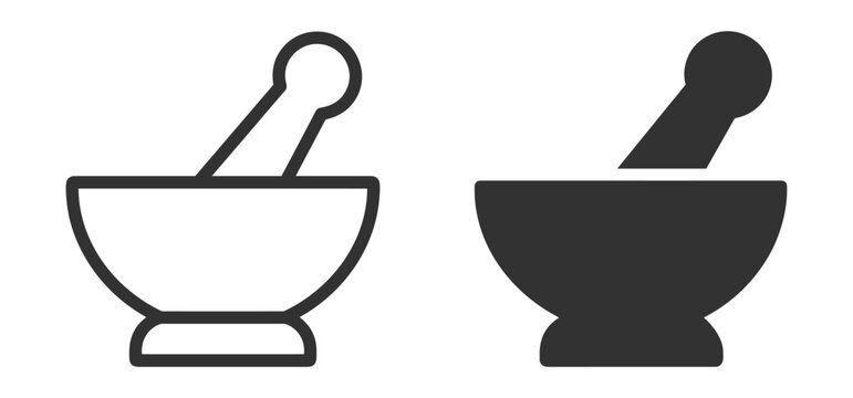 mortar and pestle icon set vector illustration on transparent background