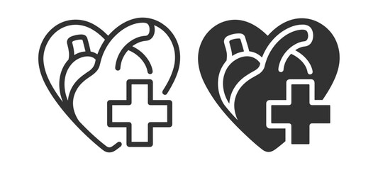 Fototapeta premium heart icon with medical cross symbol healthcare and cardiology concept on transparent background