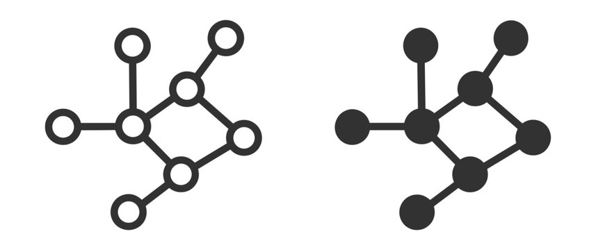 chemical molecule structure icon set outline and solid style vector illustration on transparent background