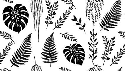 A striking black and white botanical illustration, ideal for adding a natural and elegant touch to designs. Perfect for backgrounds, website elements, © tordi