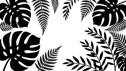 A striking black and white abstract image featuring a Monstera leaf.  Perfect for backgrounds, website design, or adding a natural, modern touch to br © tordi