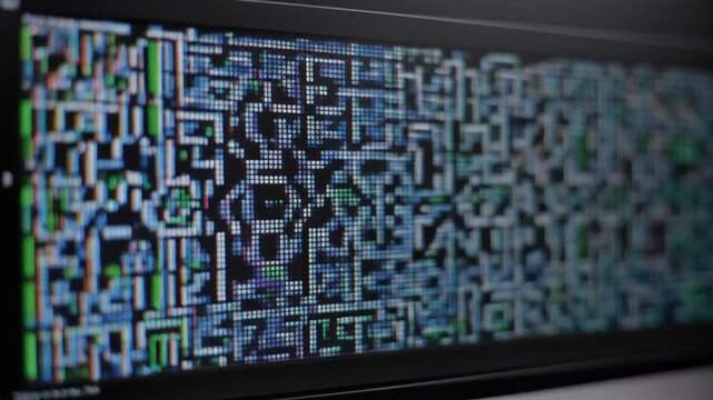 Abstract digital pattern animation on screen, technology background