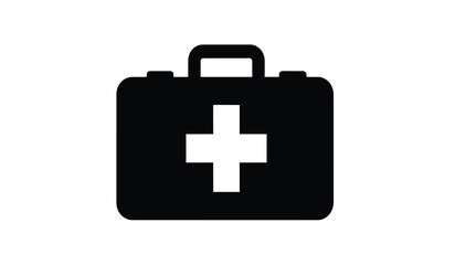 Fototapeta premium A stark black depiction of a medical kit featuring a white cross emblem prominently displayed a simple silhouette high quality professional detailed modern elegant