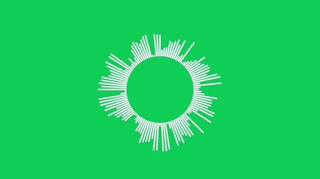 Circular audio waveform equalizer animation music visualizer on green screen chroma key background