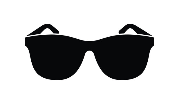 A stark black silhouette depicts a pair of stylish sunglasses emphasizing their bold frame and lens shape silhouette high quality professional detailed modern elegant