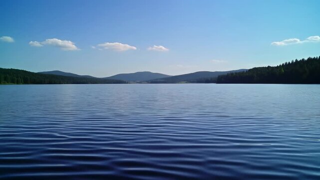 Serene Scene of a Firefly on a Still Lake with Smooth Ripple Patterns
