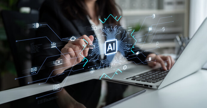 Artificial intelligence integration concept linking apps, data streams and automation across enterprise systems and platforms. Corpus