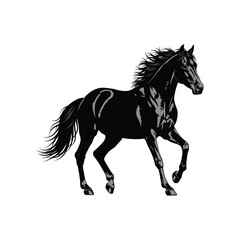 Obraz premium Graceful black horse in dynamic motion silhouette