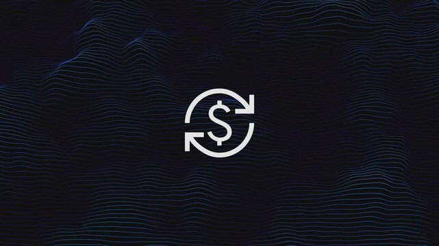 Money transfer Icon on Looping Technology and computing network background