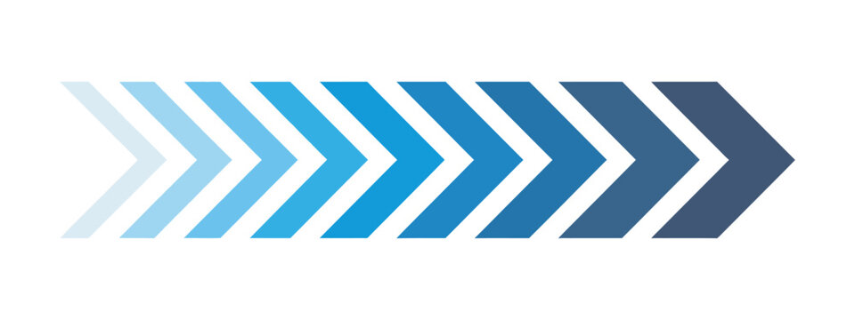 Road lines arrow, blue chevron speed arrows vector illustration flat style gradient directional motion symbols for road infographic design elements set

