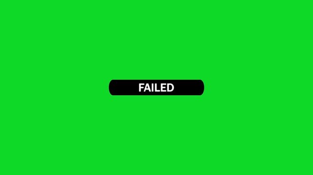 A black button with the word failed in white capital letters is presented on a bright green background, with a computer mouse cursor hovering over it, ready for a click