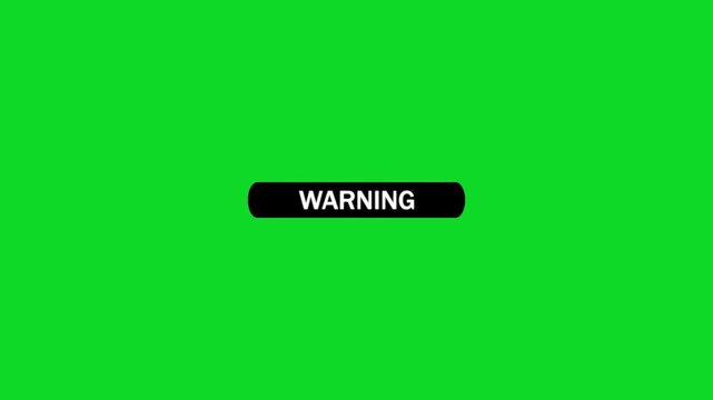 Black rounded button with the word warning in white text and a cursor pointer hovering over it on a bright green background