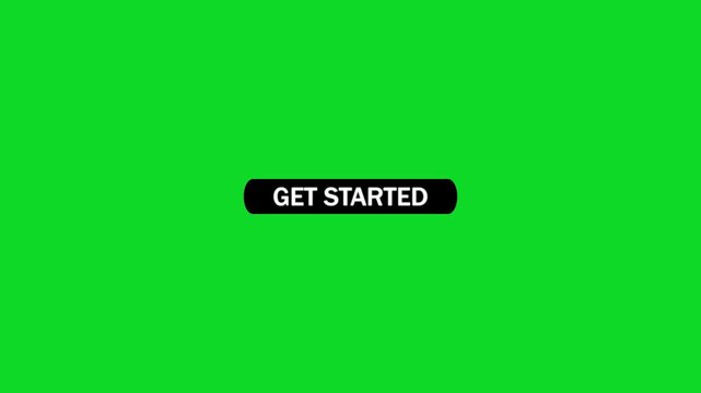 Black rounded button with the text getstarted in white and a cursor pointer hovering over it on a bright green background