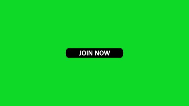 Black rounded button with the words joinow in white text and a cursor pointer hovering over it on a bright green background