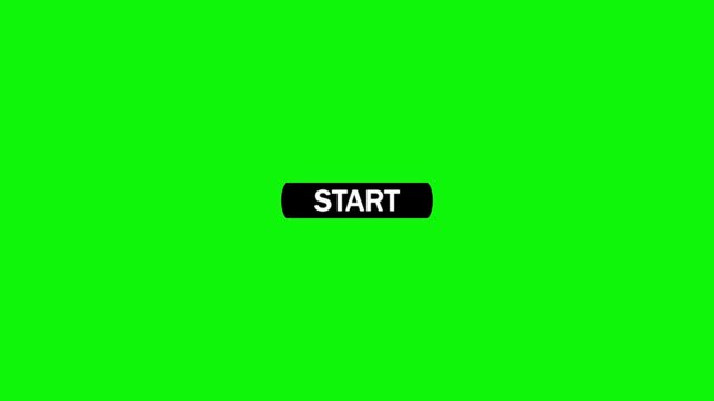 Black rounded button with the word start in white text and a cursor arrow hovering over it on a bright green background