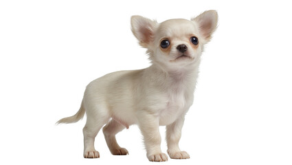 Small white chihuahua puppy standing, isolated on transparent background © Luke