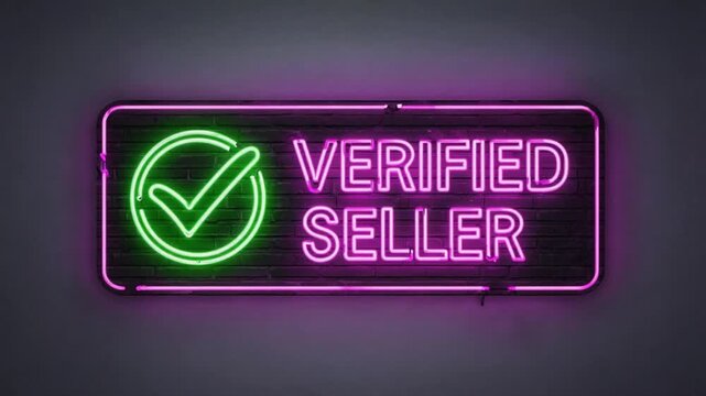 Neon sign of "Verified seller".