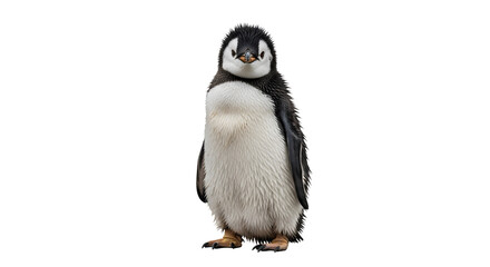 Obraz premium Baby penguin standing with a fluffy baby penguin stands facing forward on a, standing as transparent object