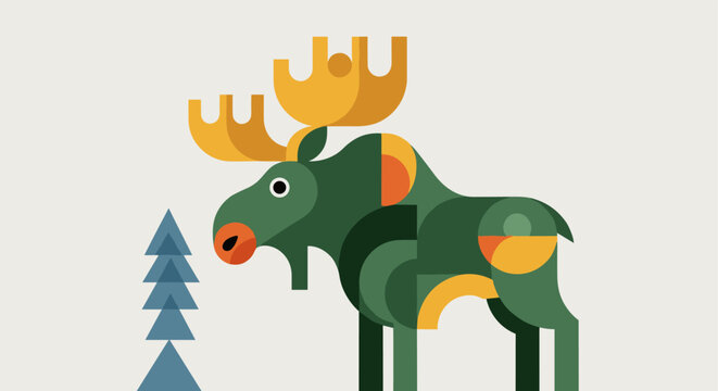 Geometric Moose Illustration