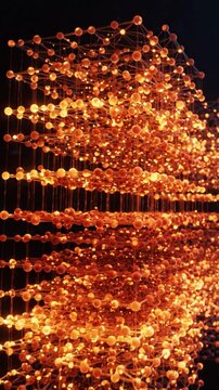 Close up of glowing blue neural network AI brain made of digital particles and light connections, rotating slowly on dark background, 4K loop

