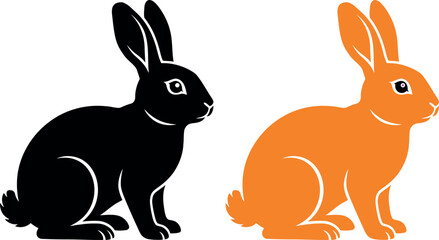 Fototapeta premium Two rabbits in black and orange