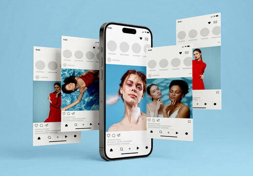 Social Media Post on Carrousel Screen Mockup