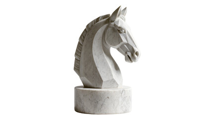 Naklejka premium Geometric marble chess knight sculpture, isolated on transparent background