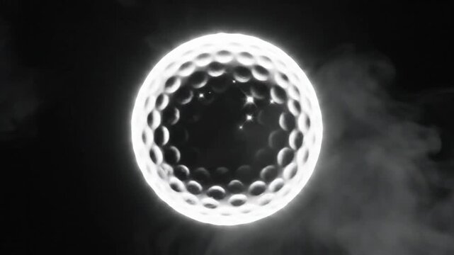 Luminous Golf Ball Suspended in a Mysterious Dark Environment With Wisps of Smoke