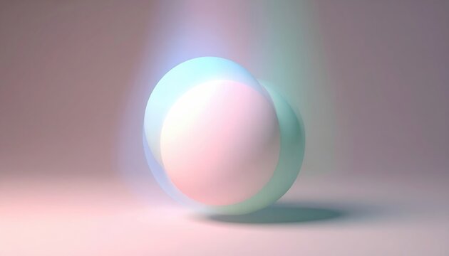 Abstract representation of quantum superposition state using overlapping spheres in a soft pastel light, showcasing scientific physics concepts and modern digital artistic design.
