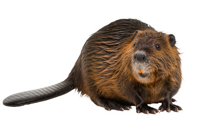 Brown beaver with large incisors, isolated on transparent background © Eoin