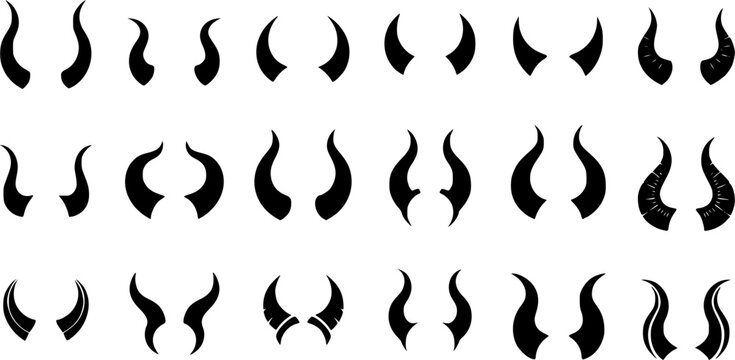 Set of devil horns silhouette vector art
