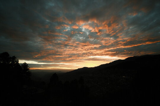 Stunning Sunset Over Mountain Silhouette