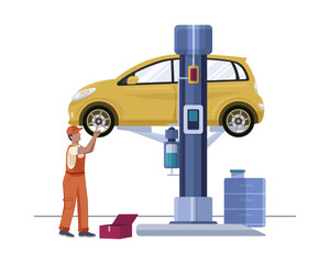 Fototapeta premium Car Lift Inspection