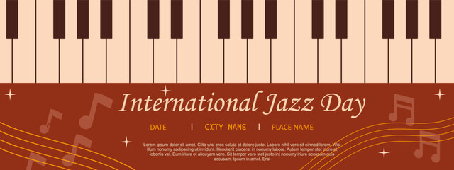 International Jazz Day Celebration Banner Template with Piano Keys © Buttercup_3k