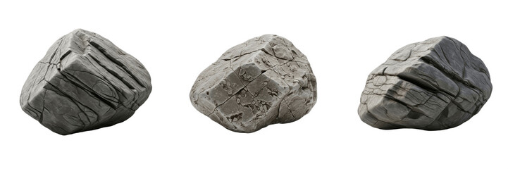 Set and collection Large Grey Rock isolated on transparent png background © worldwild