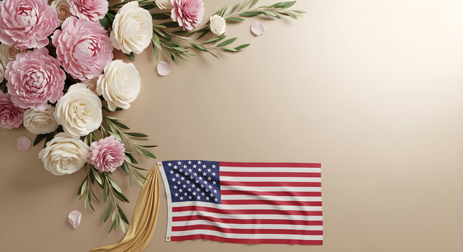 Honoring heroes a touching memorial day tribute with flowers flags and remembrance for fallen soldiers