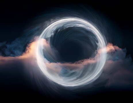 ethereal vapor vortex forming circular misty fog swirl or nebulous cloud ring atmospheric haze effect with soft diffusion